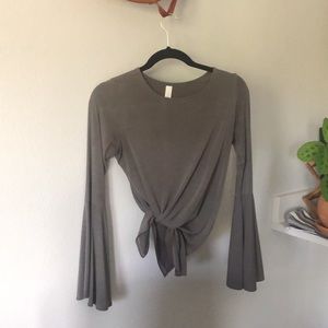 Grey bell sleeve top
